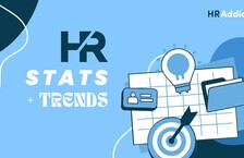 graphic of HR stats and trends with blue background