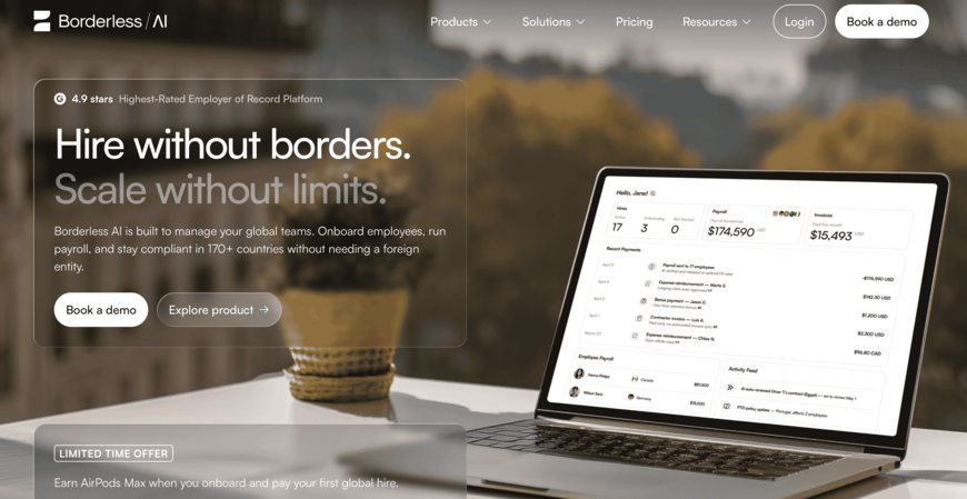 borderless AI dashboard
