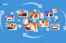 remote team members surrounded by clockwise arrows