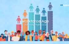 workers in different ages in front of a bar graph