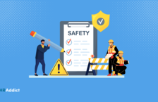 staff holding a pencil over a safety checklist